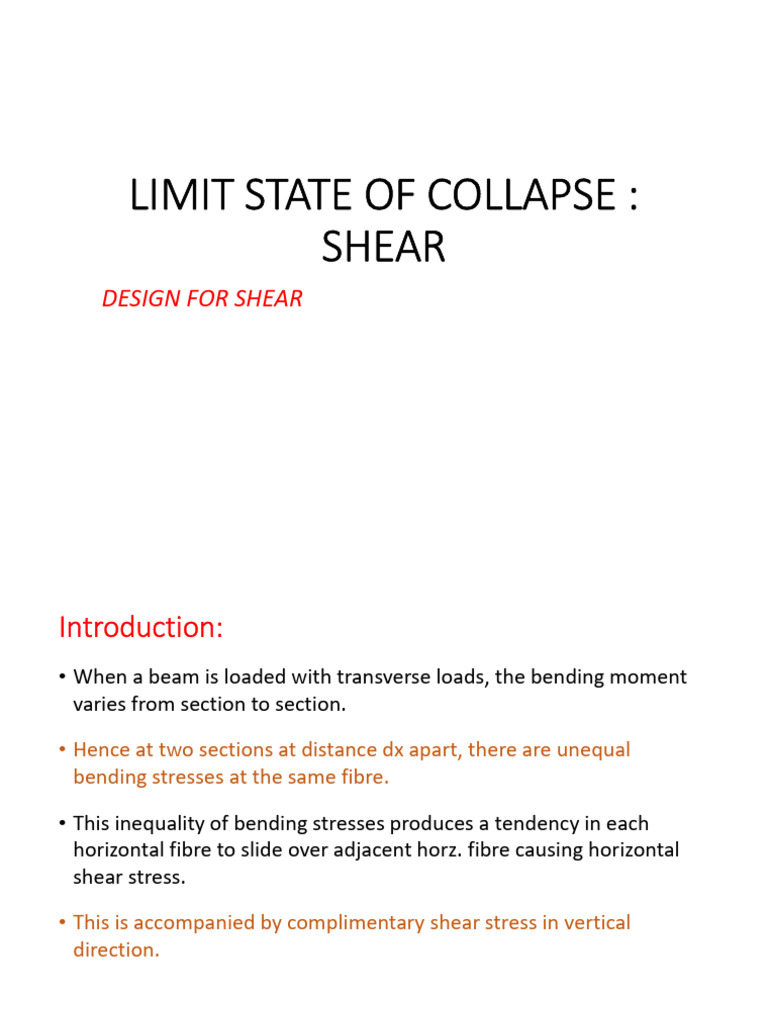 Limit State of Collapse in Shear | PDF | Beam (Structure) | Bending