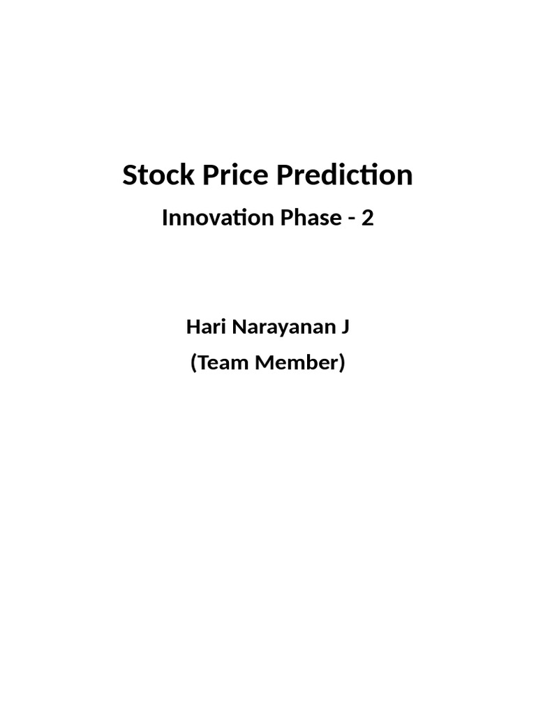 Advanced Stock Price Prediction Techniques | PDF | Time Series ...