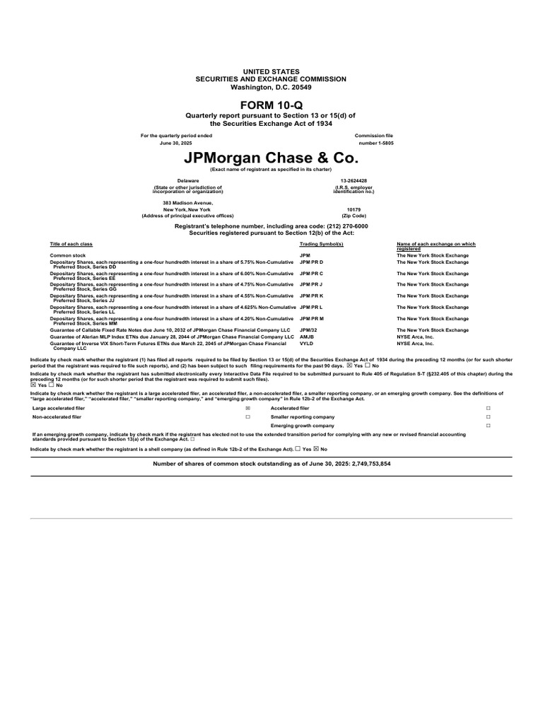 Jpmorgan Chase & Co.: Form 10-Q | PDF | Financial Risk | Jp Morgan Chase