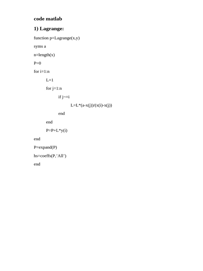 MATLAB Functions for Numerical Methods | PDF