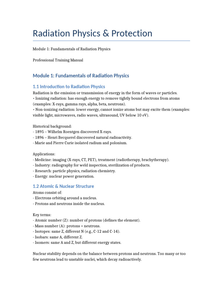 Radiation Physics Fundamentals Manual | PDF | Ionizing Radiation ...