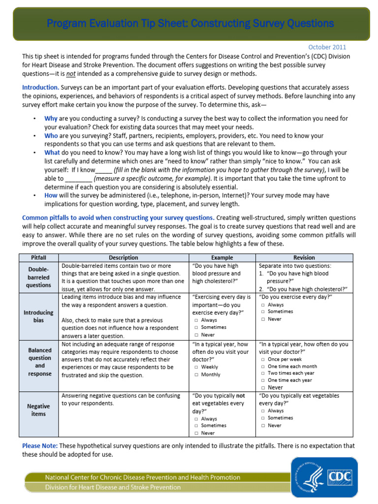Survey Question Design Tips | PDF | Survey Methodology | Cognition