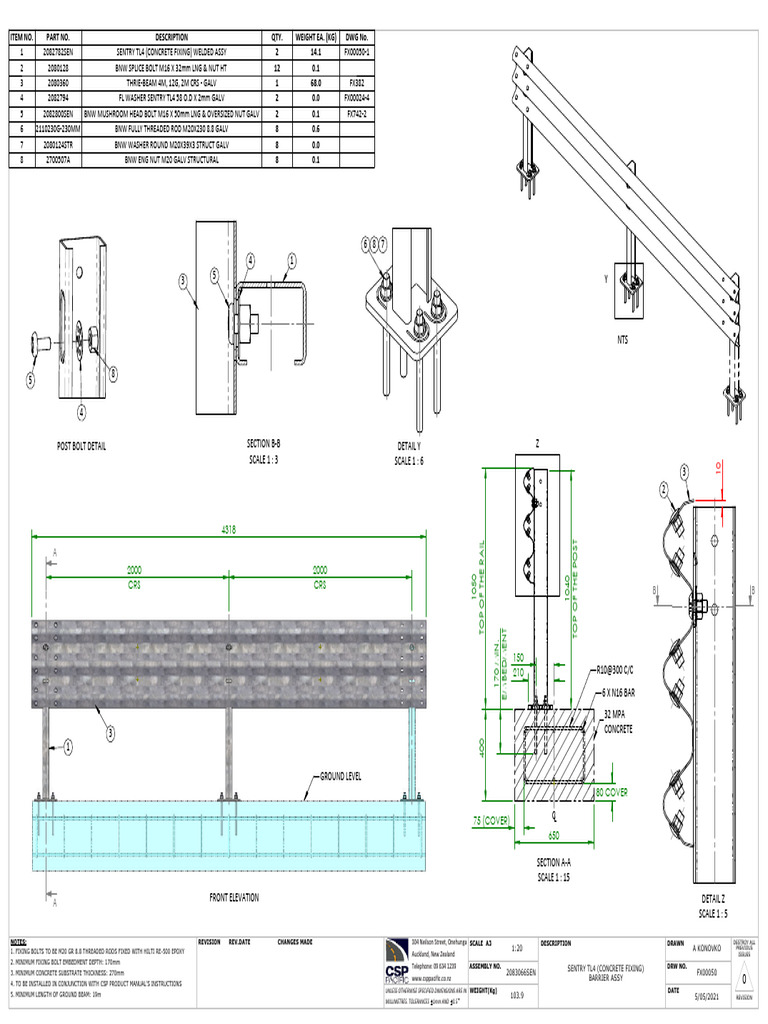 Sentry TL4 Concrete Fixing Assembly Guide | PDF