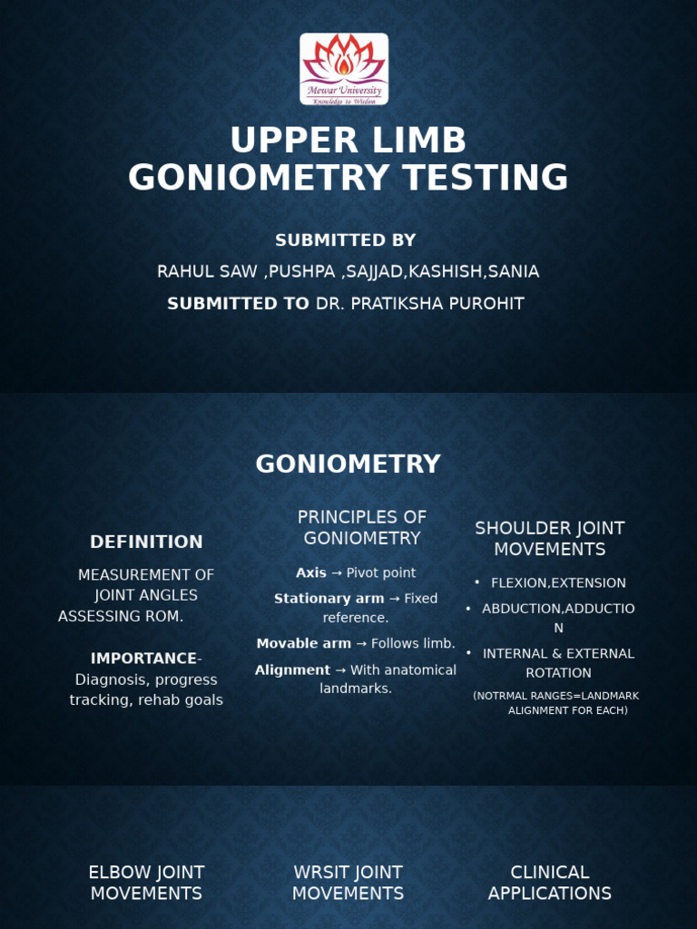 Upper Limb Goniometry Techniques | PDF | Anatomical Terms Of Motion | Elbow