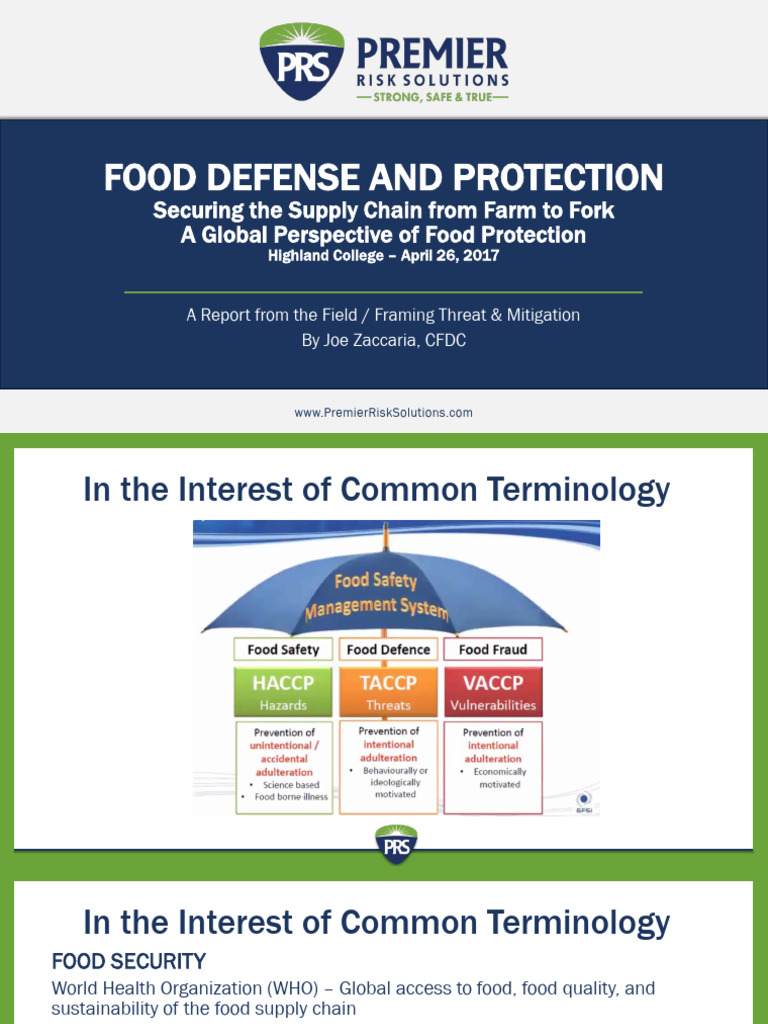 Food Fraud vs. Food Defense Explained | PDF | Food Safety