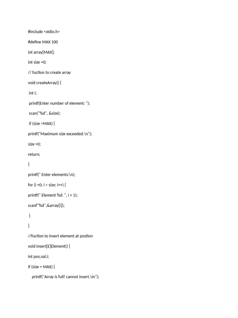 C Array Manipulation Functions | PDF