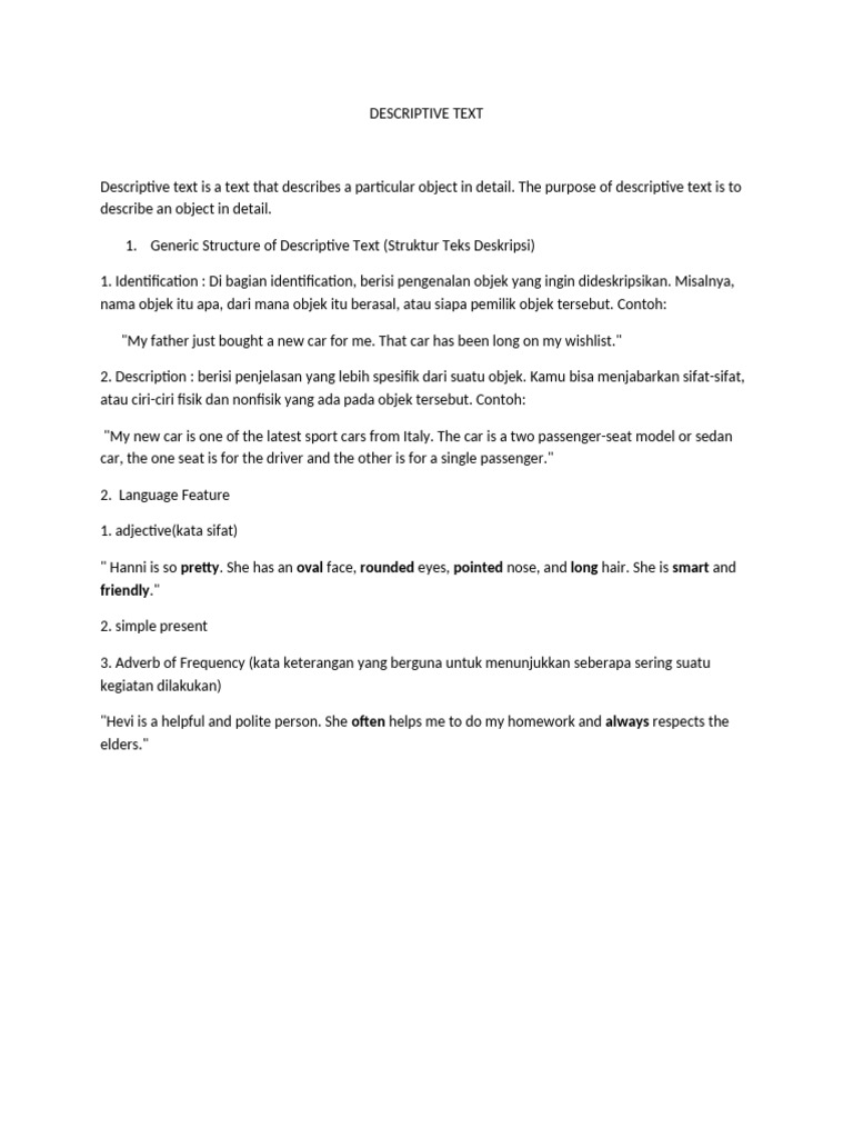 Understanding Descriptive Text Structure | PDF