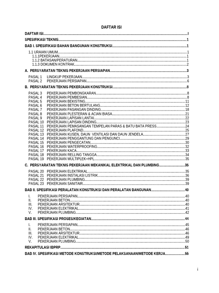 Spesifikasi Teknis Template | PDF