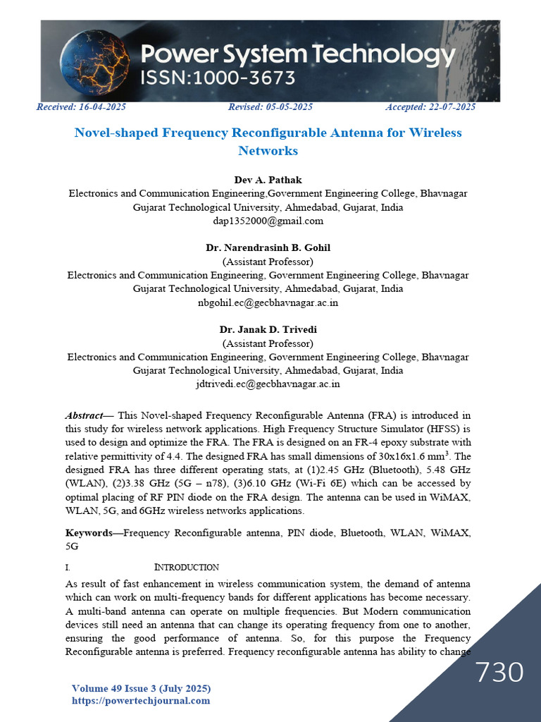 Novel Frequency Reconfigurable Antenna Design | PDF | Wireless Lan ...