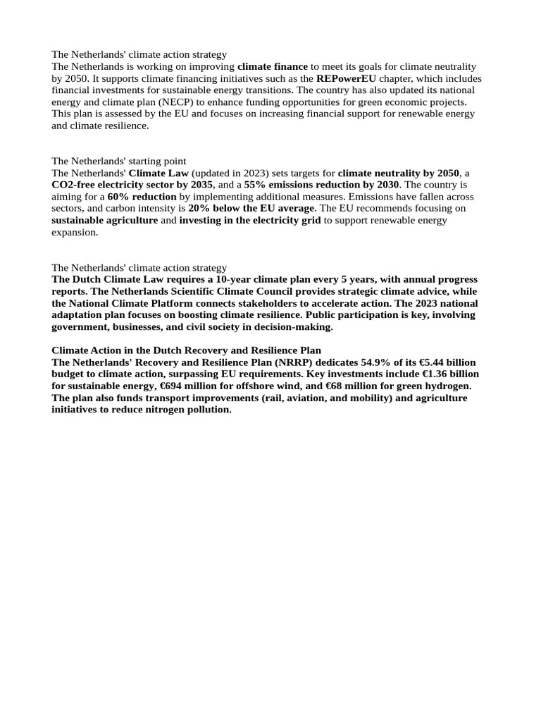 Netherlands Climate Action Strategy 2023 | PDF