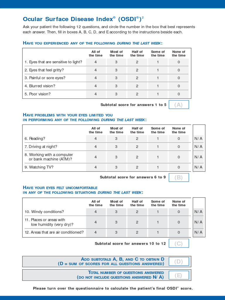 Ocular Surface Disease Index OSDI 2 HAVE | PDF