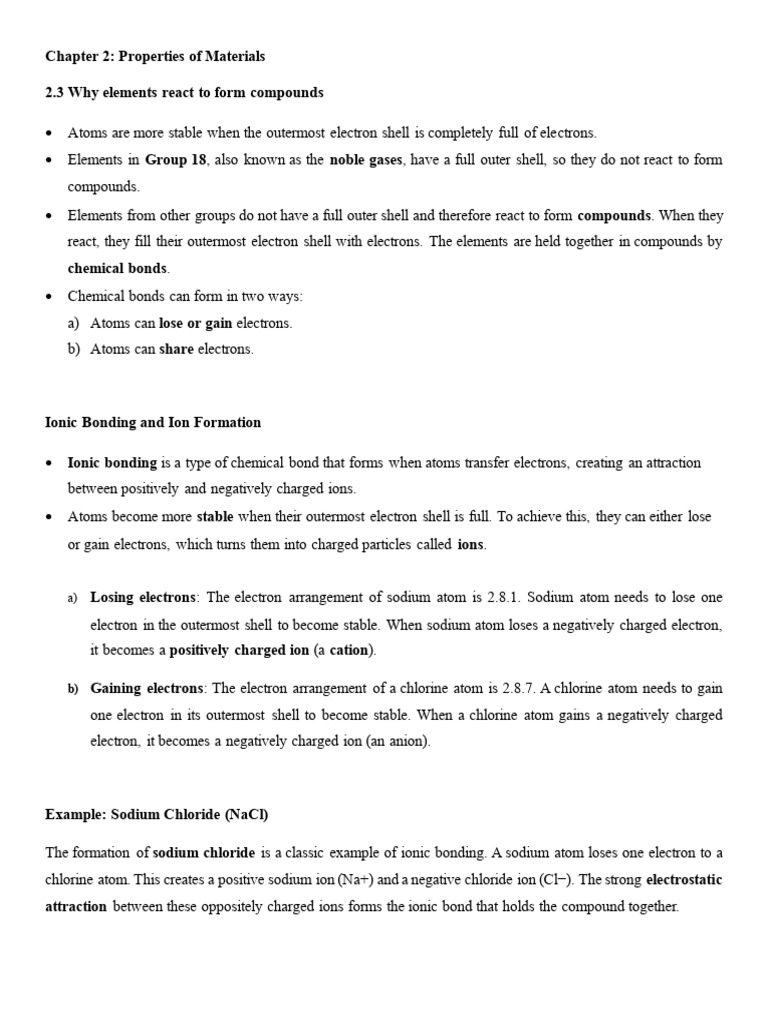 Year 9 Chapter 2 Properties of Materials (2.3 and 2.4) | PDF | Ion ...