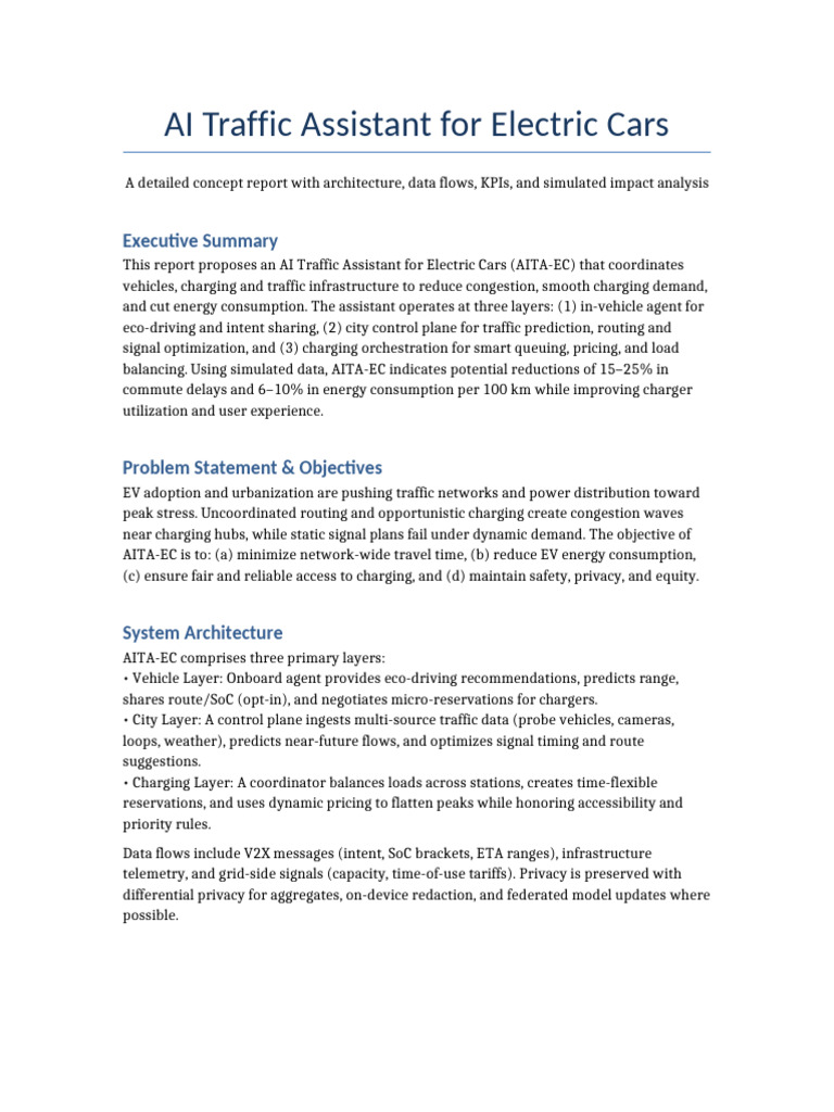 AI Traffic Assistant For Electric Cars Report Updated | PDF | Traffic ...
