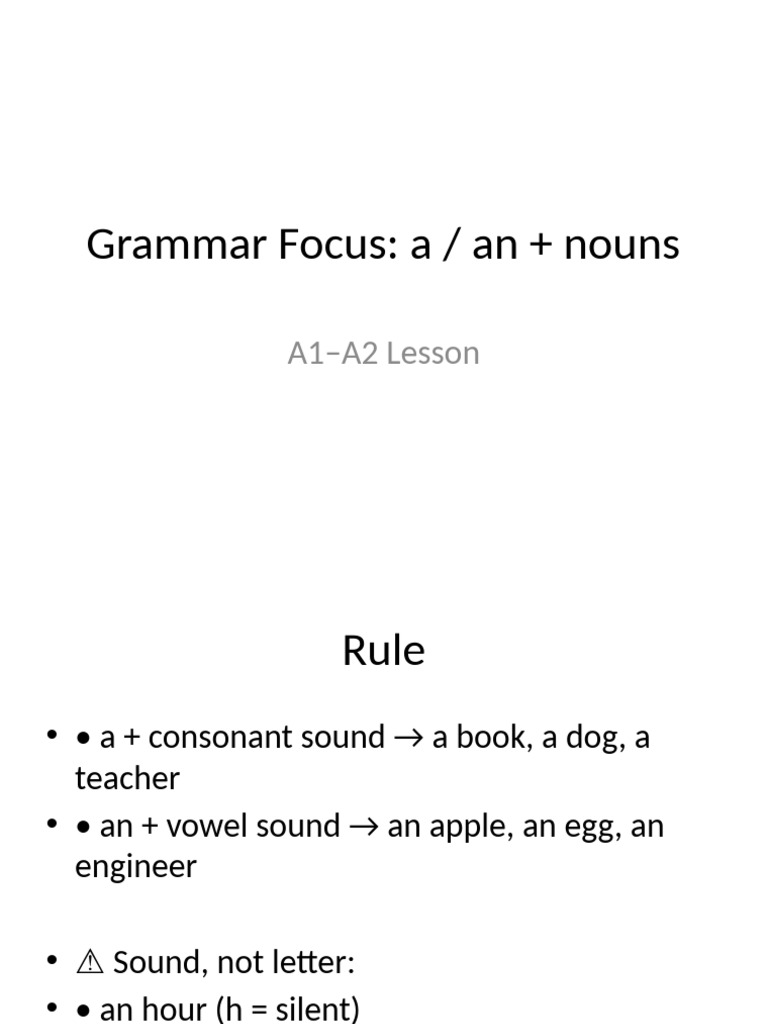 Understanding a/an Usage in English | PDF