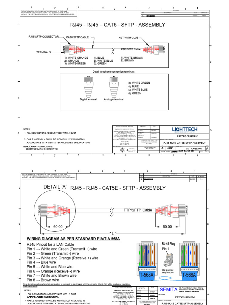 RJ45 CAT5E SFTP Cable Assembly Guide | PDF | Electrical Connector ...