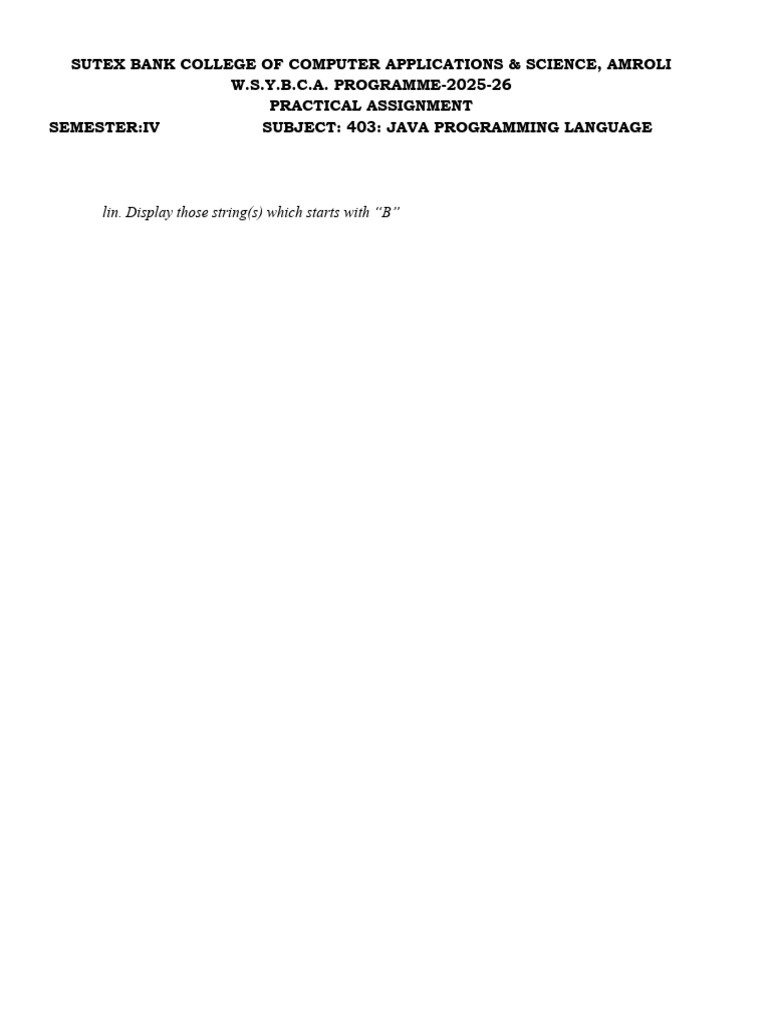 Java Programming Practical Assignments | PDF | String (Computer Science ...