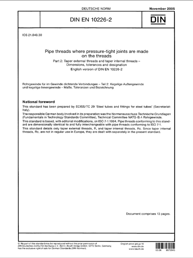 Din en 10226-2 | PDF