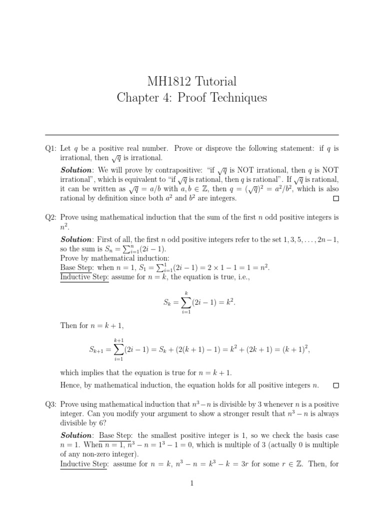 Proof Techniques in Mathematics | PDF | Mathematical Proof | Inequality ...