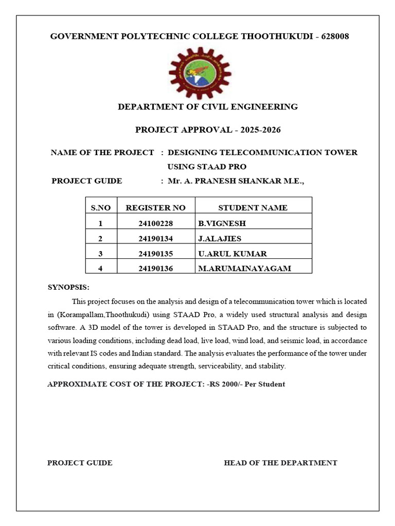 Telecommunication Tower Design Project | PDF