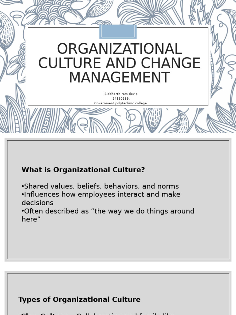 Organizational Culture & Change Management | PDF