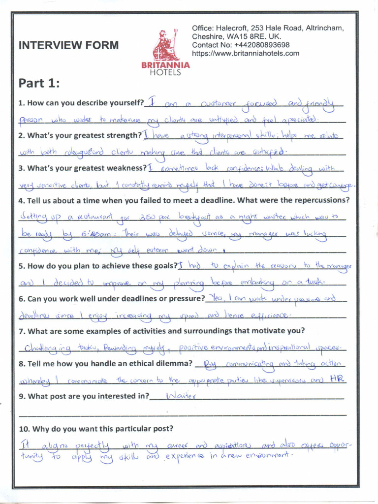 Interview Form | PDF