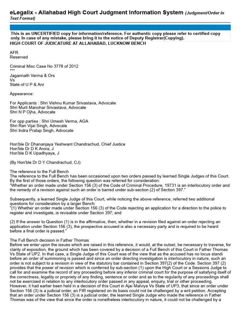 Elegalix - Allahabad High Court Judgment Information System: (Judgment ...