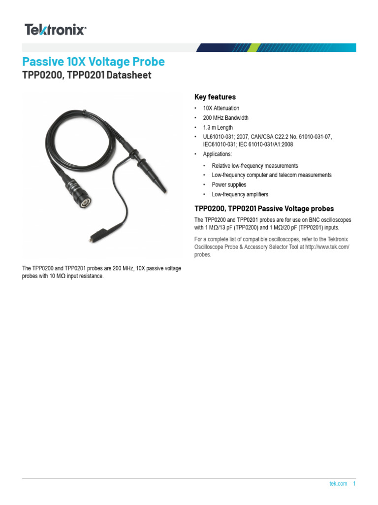 TPP0200/TPP0201 10X Voltage Probes | PDF | Information And ...