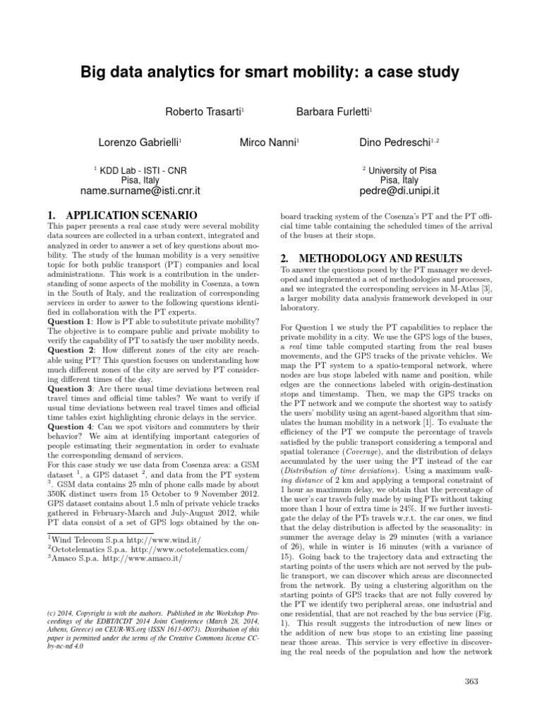 Smart Mobility Analysis in Cosenza | PDF | Data | Global Positioning System