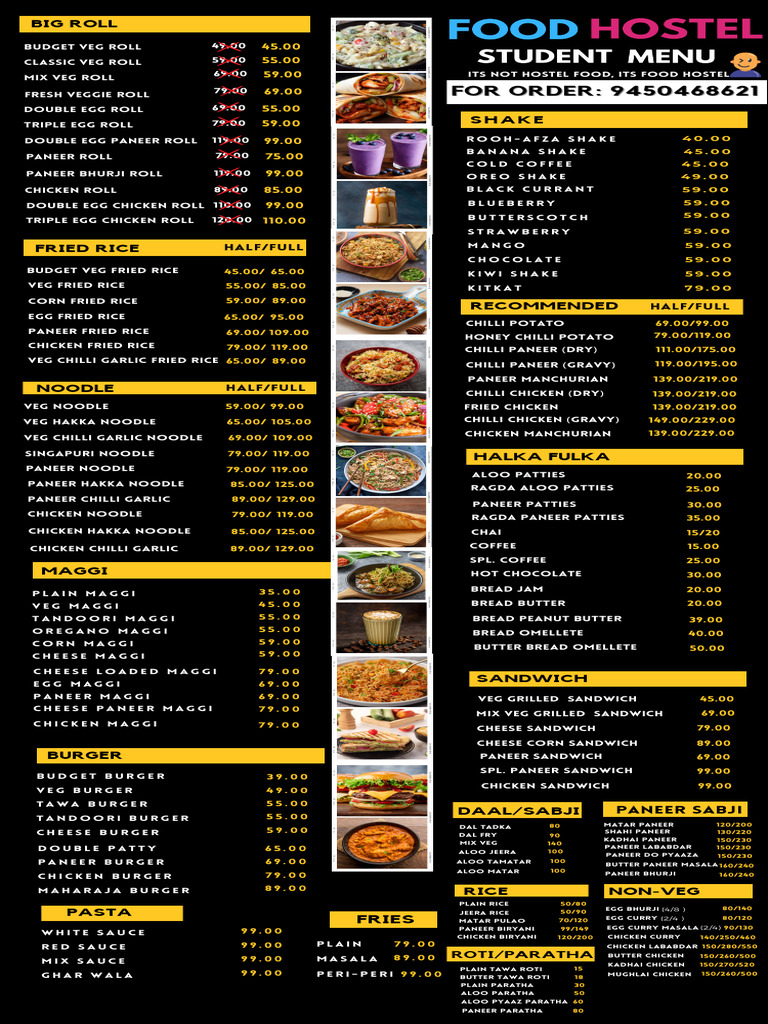 Food Hostel Student Menu | PDF | Hamburgers | Curry