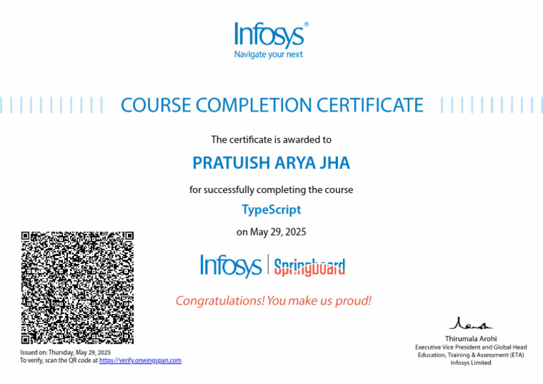TypeScript Course Completion Certificate | PDF
