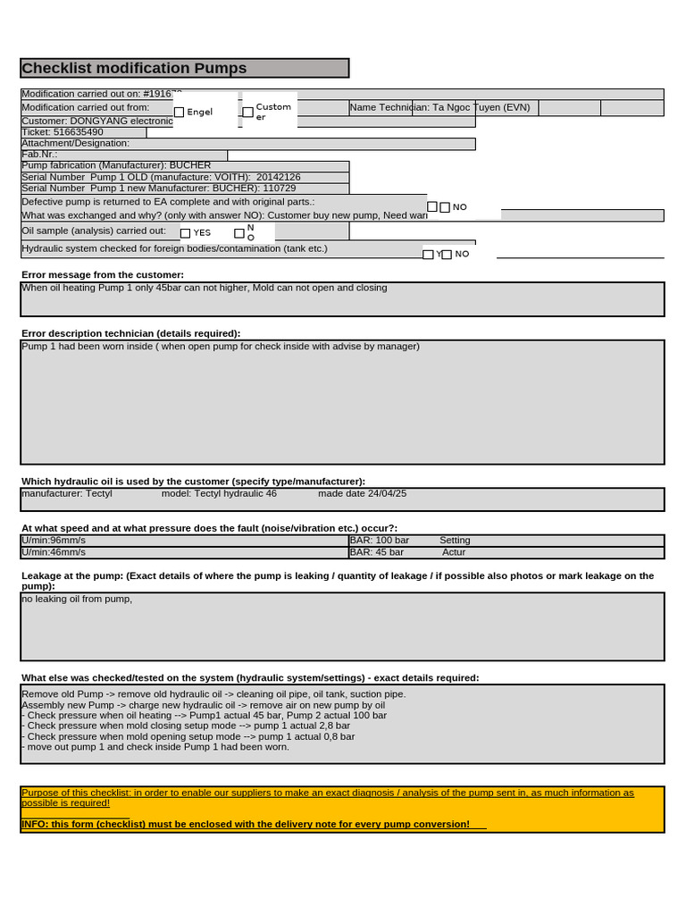 Pump Modification Checklist for Diagnosis | PDF | Pump | Chemical ...