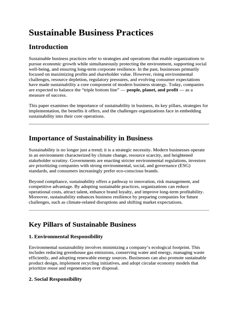 Essential Sustainable Business Strategies | PDF | Sustainability ...