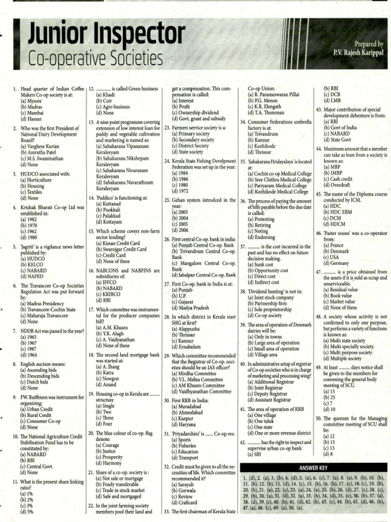 Junior Inspector - Co-Operative Inspector6 | PDF | Private Sector ...