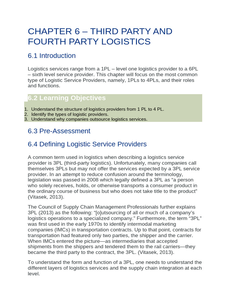 Understanding 6PL Logistics Services | PDF | Logistics | Business Process