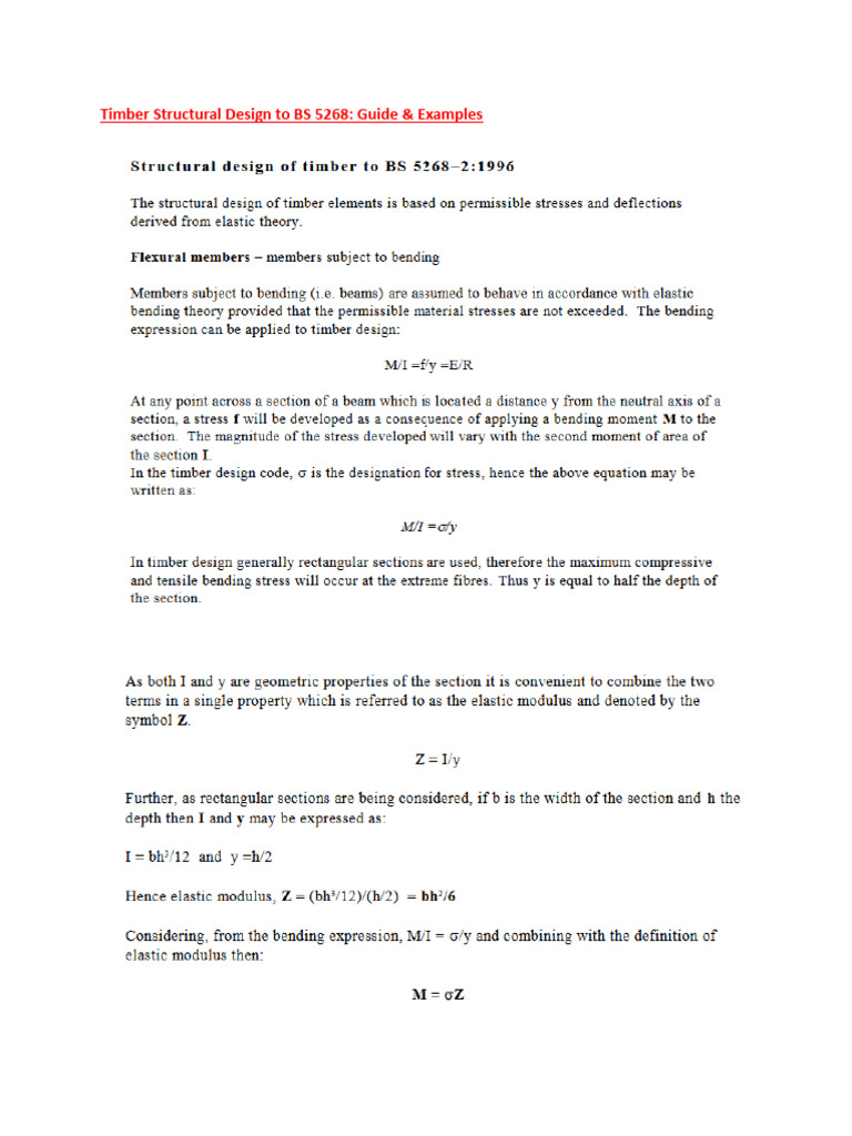 Timber Structural Design To BS 5268 | PDF