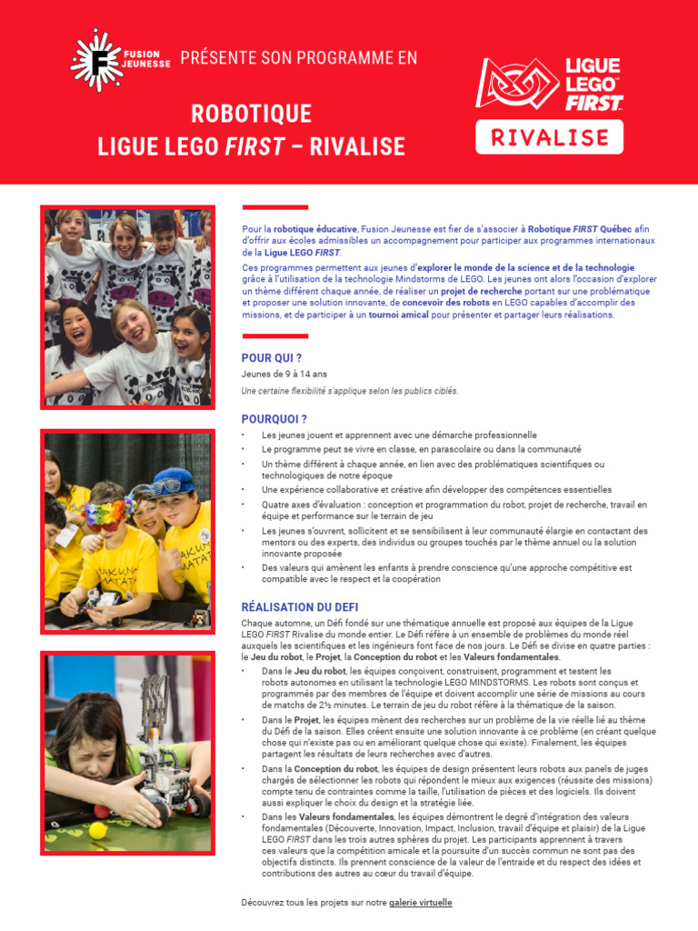 Robotique éducative : Programme LEGO FIRST | PDF | Robotique