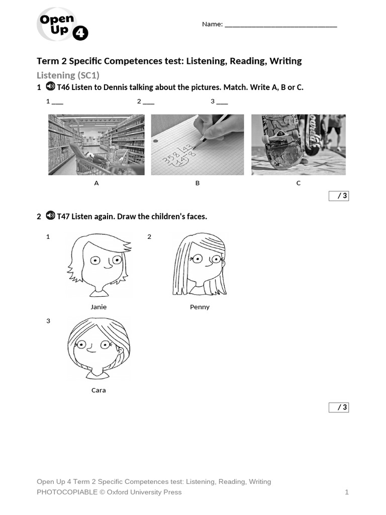 Open Up 4 Term 2 Competences Test | PDF