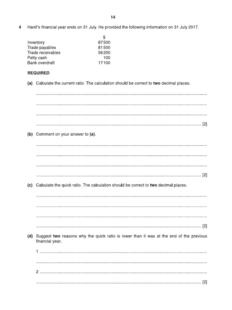 Ratios Analysis - Practice Worksheet 4 | PDF