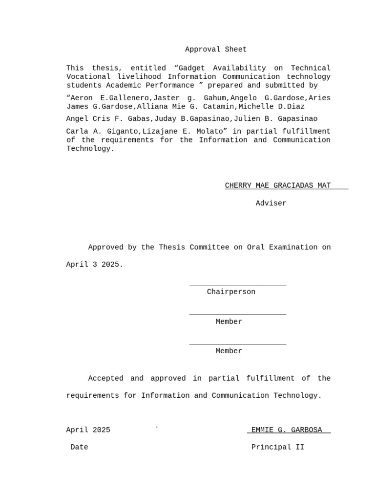 FINAL COPY of RESEARCH ENTITLED (Gadget Availability On TVL-ICT ...