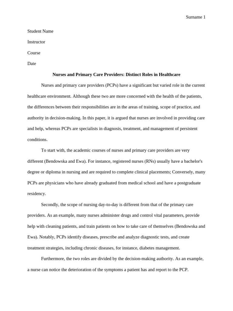 Roles of Nurses vs. Primary Care Providers | PDF | Nursing | Primary Care