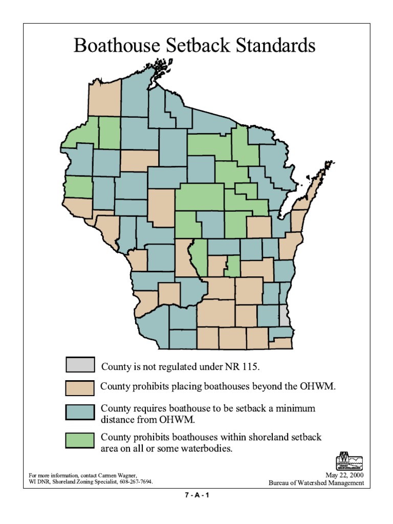 Boathouse Setback Standards by County, Wisconsin Roof Boats