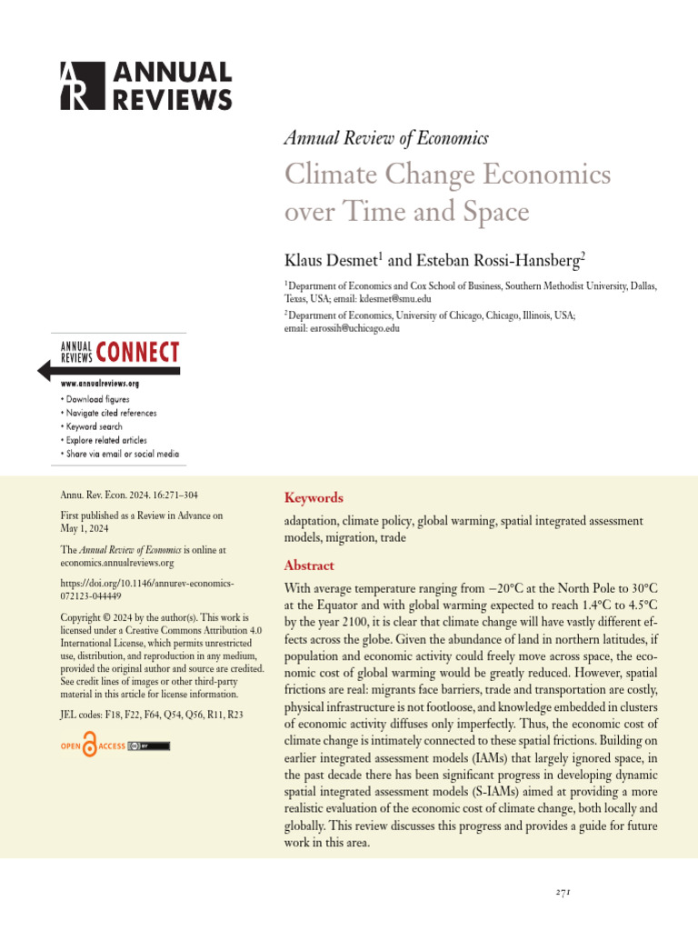 Climate Change Economics: Spatial Impacts | PDF | Climate Change | Climate