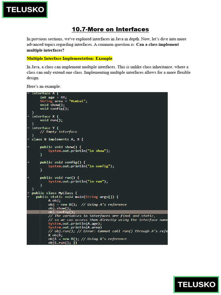 Advanced Java Interface Implementation | PDF