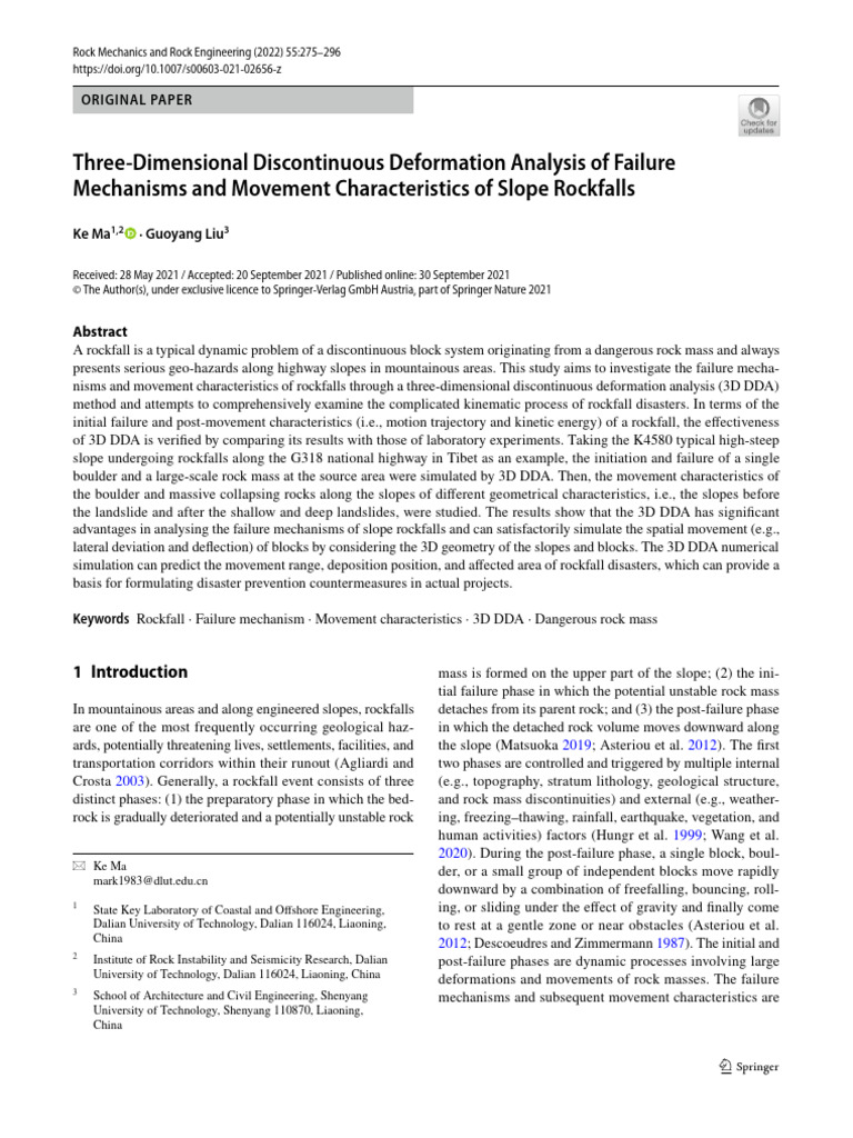 Three Dimensional Discontinuous Deformation Analysis of Failure ...