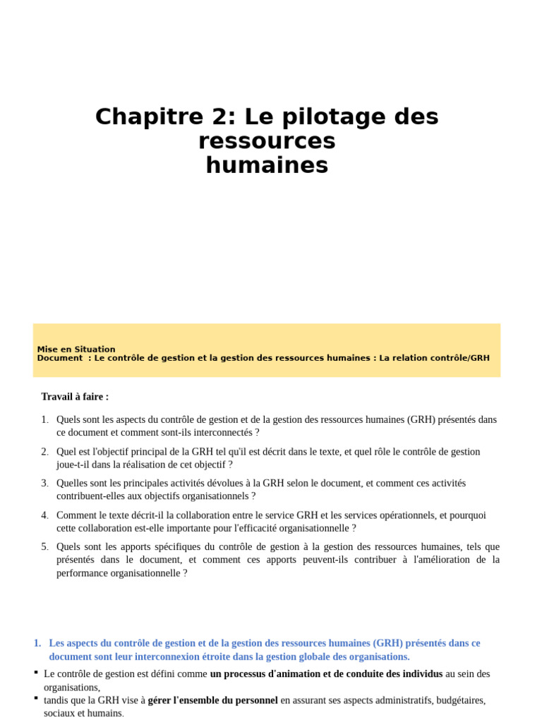 Pilotage des Ressources Humaines et Contrôle | PDF | Gestion des ...