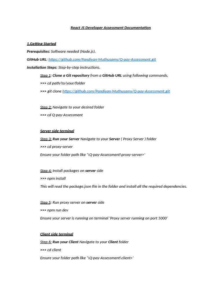 React JS Developer Assessment Documentation | PDF | Proxy Server ...
