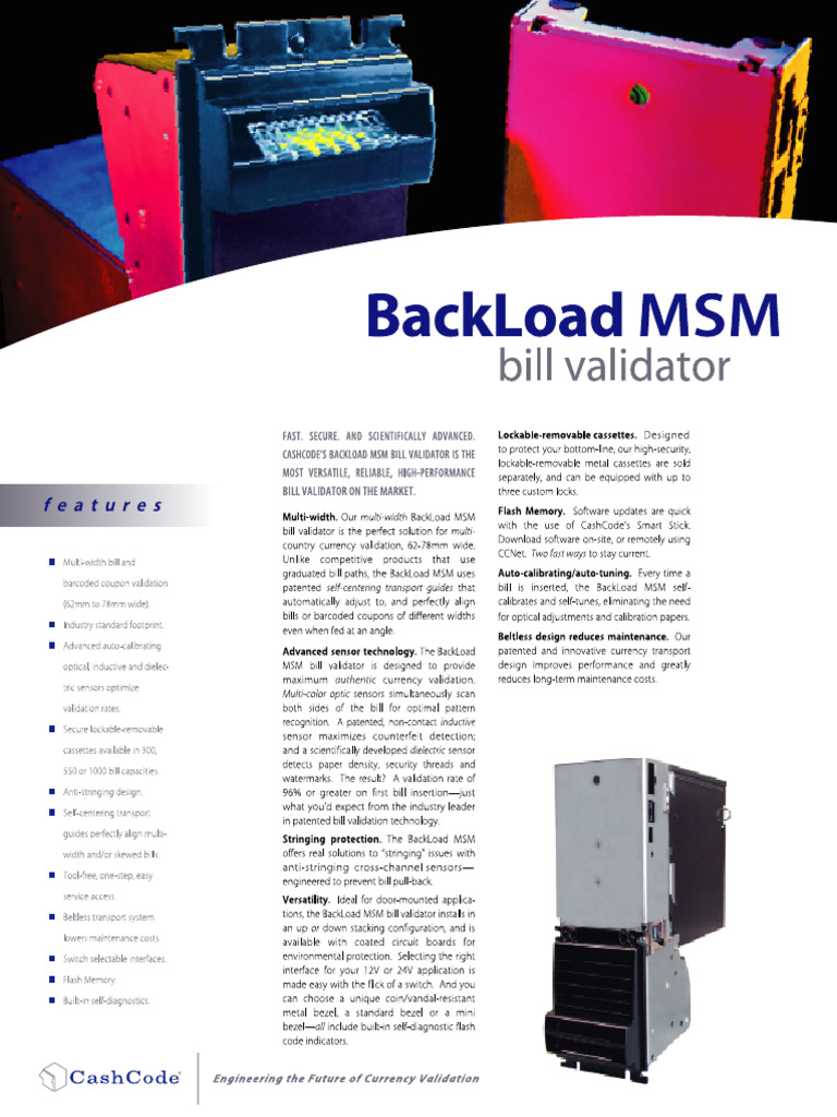 CashCode Backload MSM Brochure | PDF