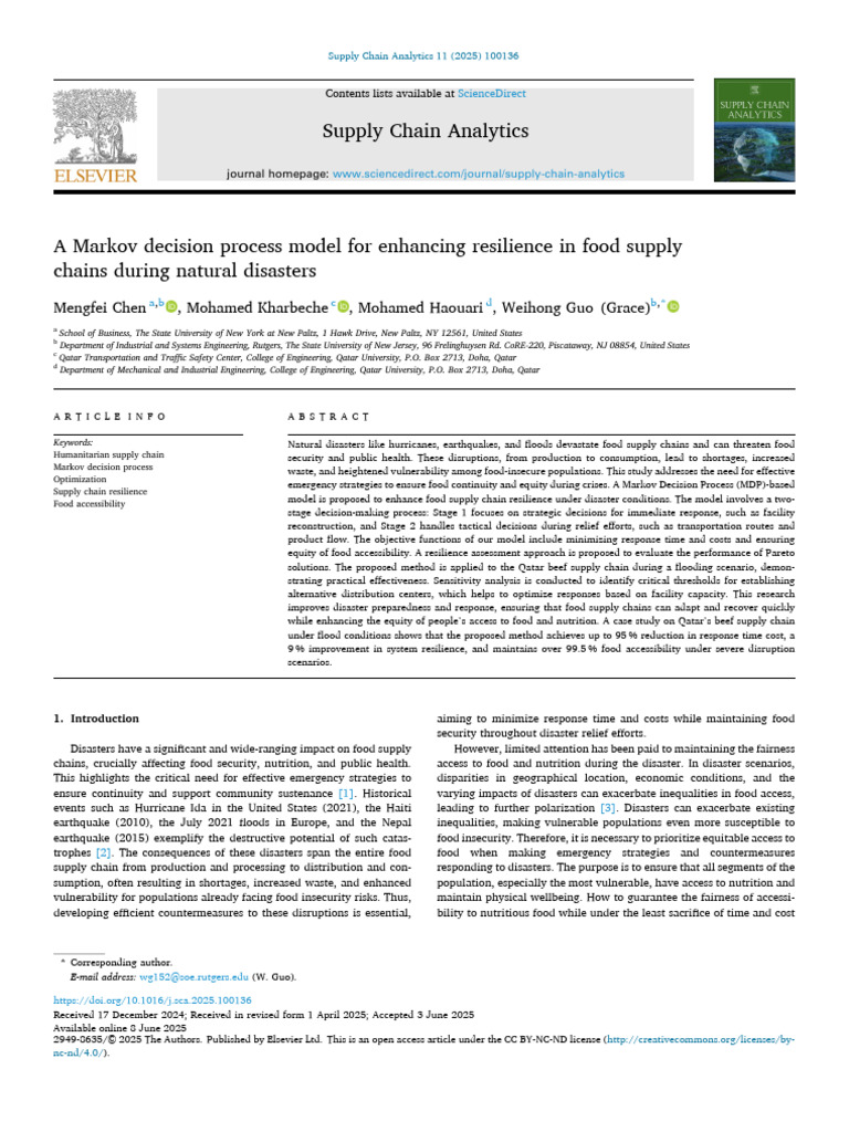 Enhancing Food Supply Chain Resilience | PDF | Supply Chain | Food Security