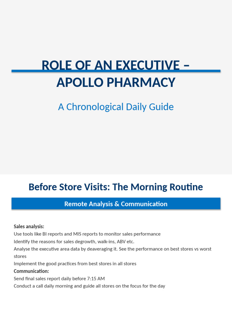 Executive Role Guide for Apollo Pharmacy | PDF | Verification And ...