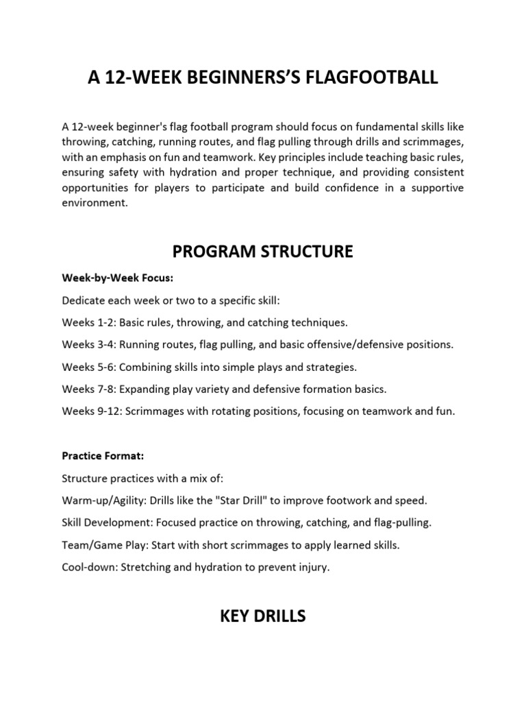 12-Week Beginner Flag Football Program | PDF